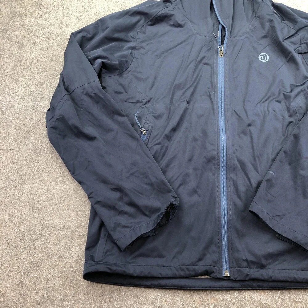 The North Face Jacket Mens Large Blue Hooded Waterproof Rain Shell Full Zip